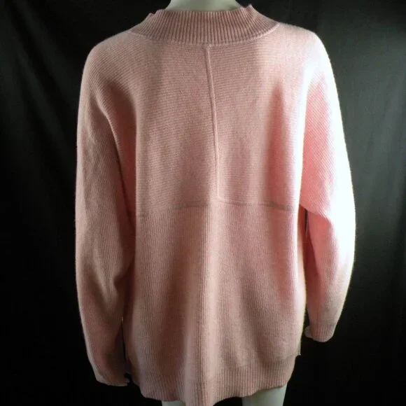 Isaac Mizrahi Live 100% Cashmere Patch Pockets V-neck Pink Sweater Oversize XL - Picture 6 of 9